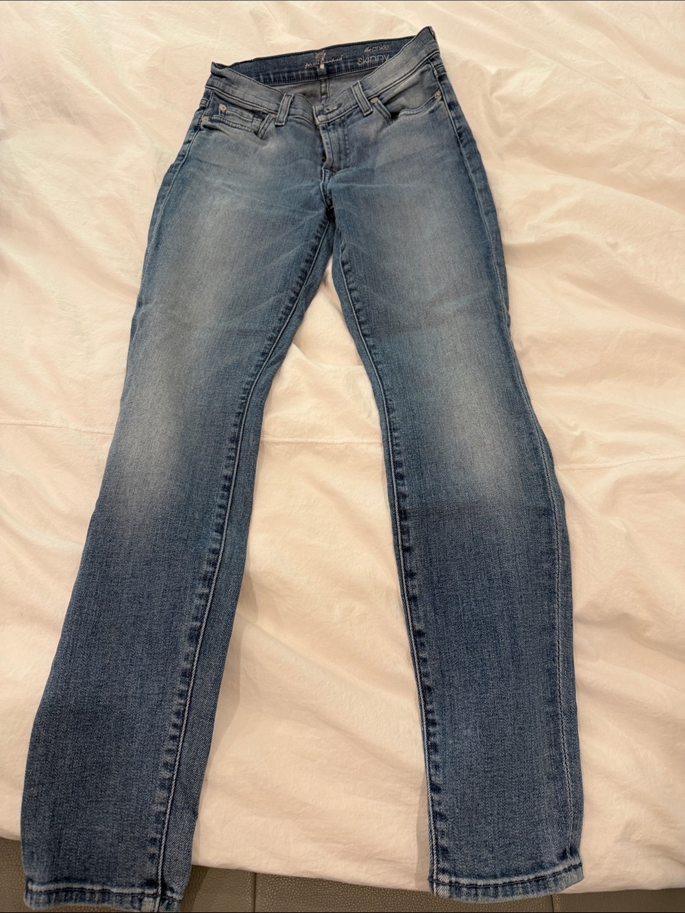7 For All Mankind Women's Medium Blue Straight-Leg Jeans